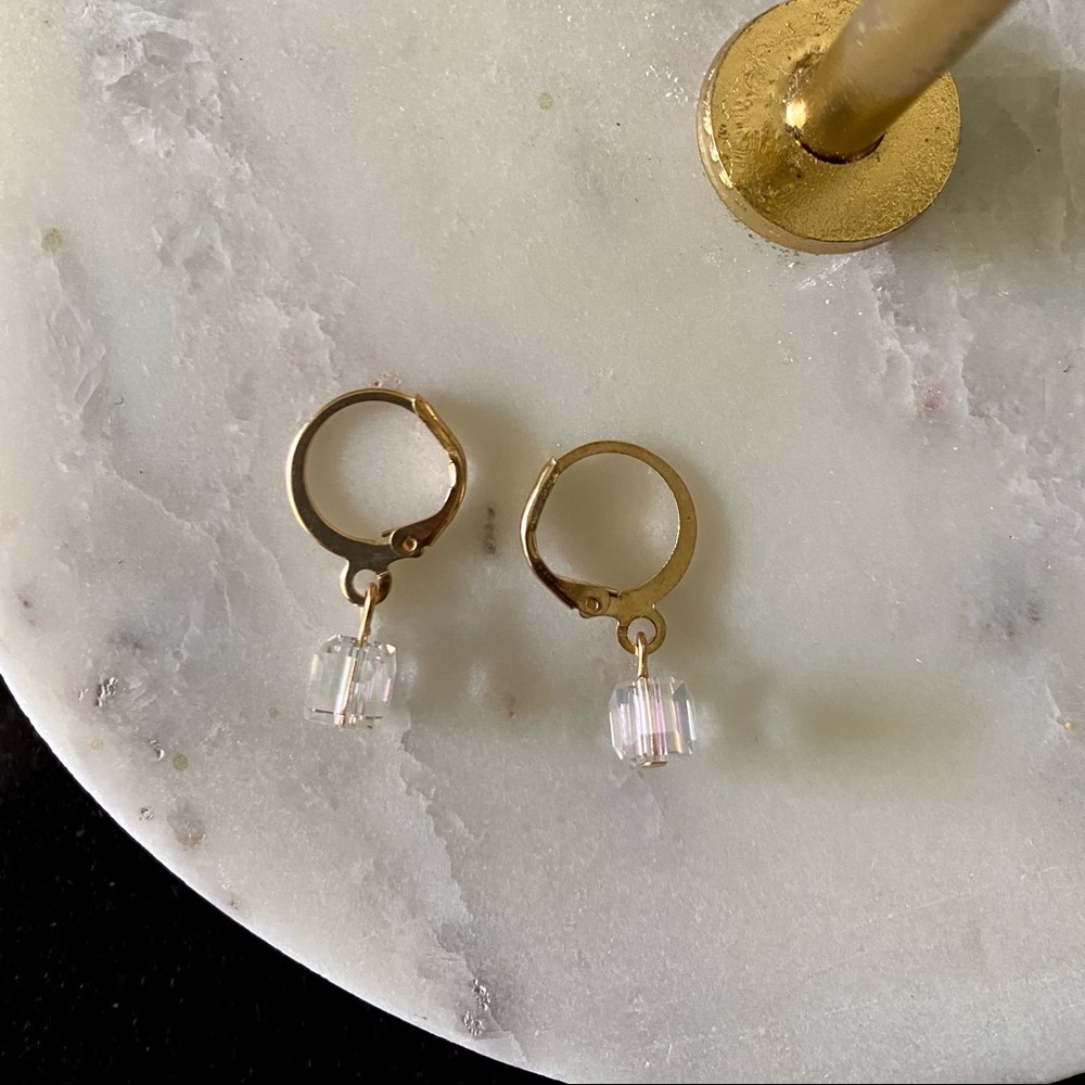 MAKE ME AND OFFER Gold Huggie Gem Earrings